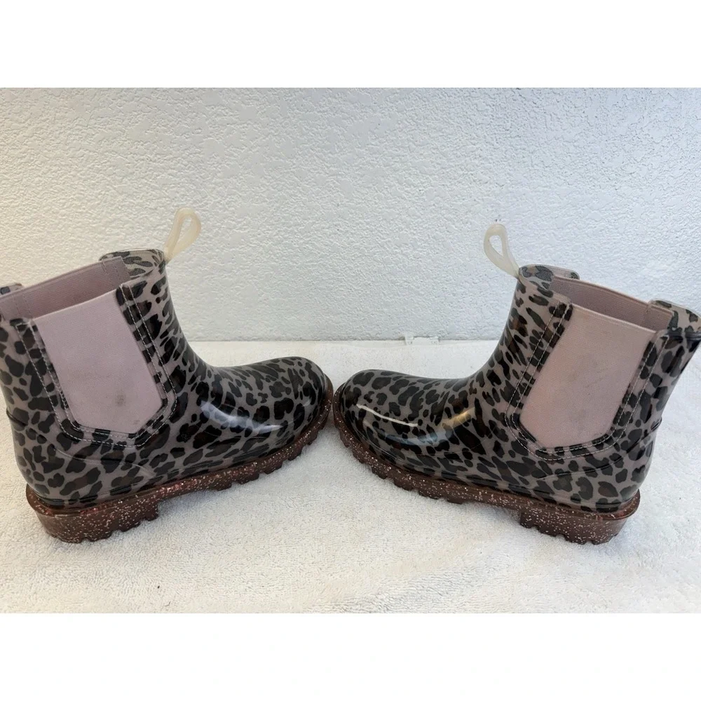 Wonder Nation Toddler Leopard Rain Boots Size 2/3 Pink Glitter Chelsea Boots